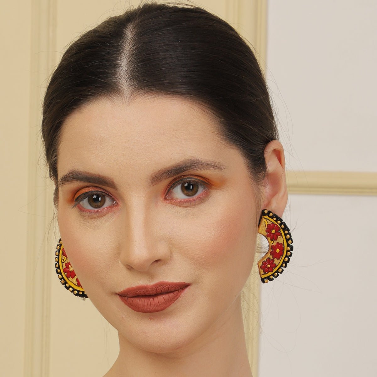 Vine Traditional Multi Color Hand Painted Drop (Earrings) HP - ER - 076 - KHOJ.CITY