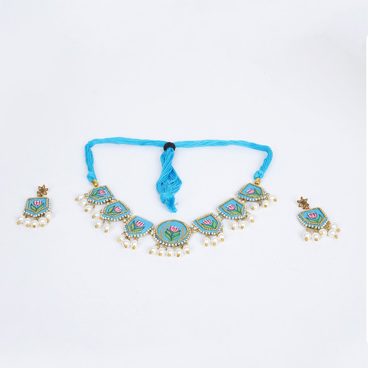 Waffa Classic Blue Hand Painted (Choker Set) HP - NP - 114 - KHOJ.CITY