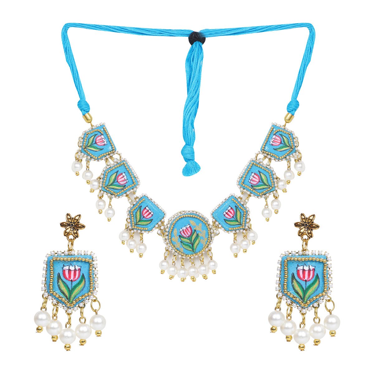 Waffa Classic Blue Hand Painted (Choker Set) HP - NP - 114 - KHOJ.CITY