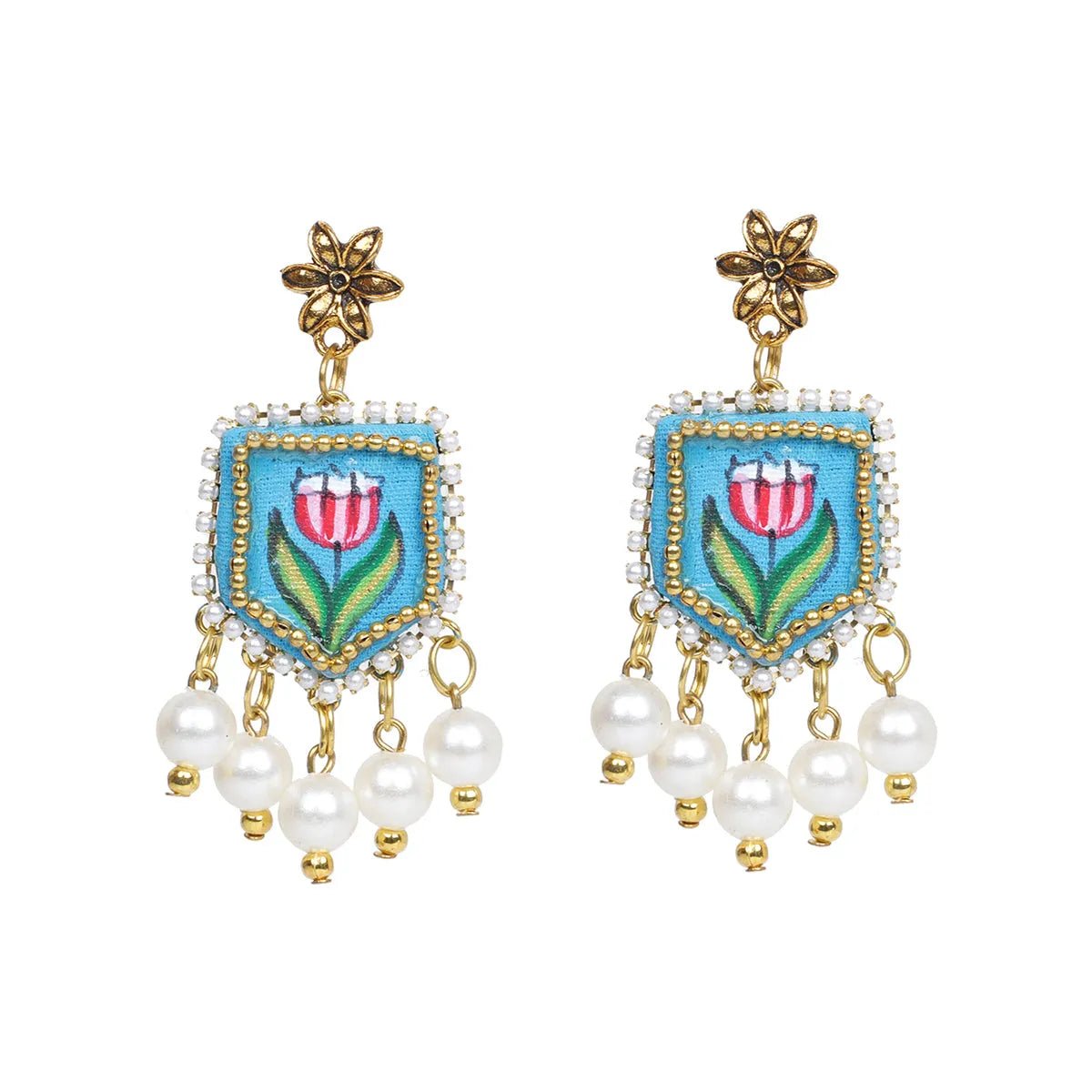 Waffa Classic Blue Handmade Drop (Earrings) HP - ER - KHOJ.CITY