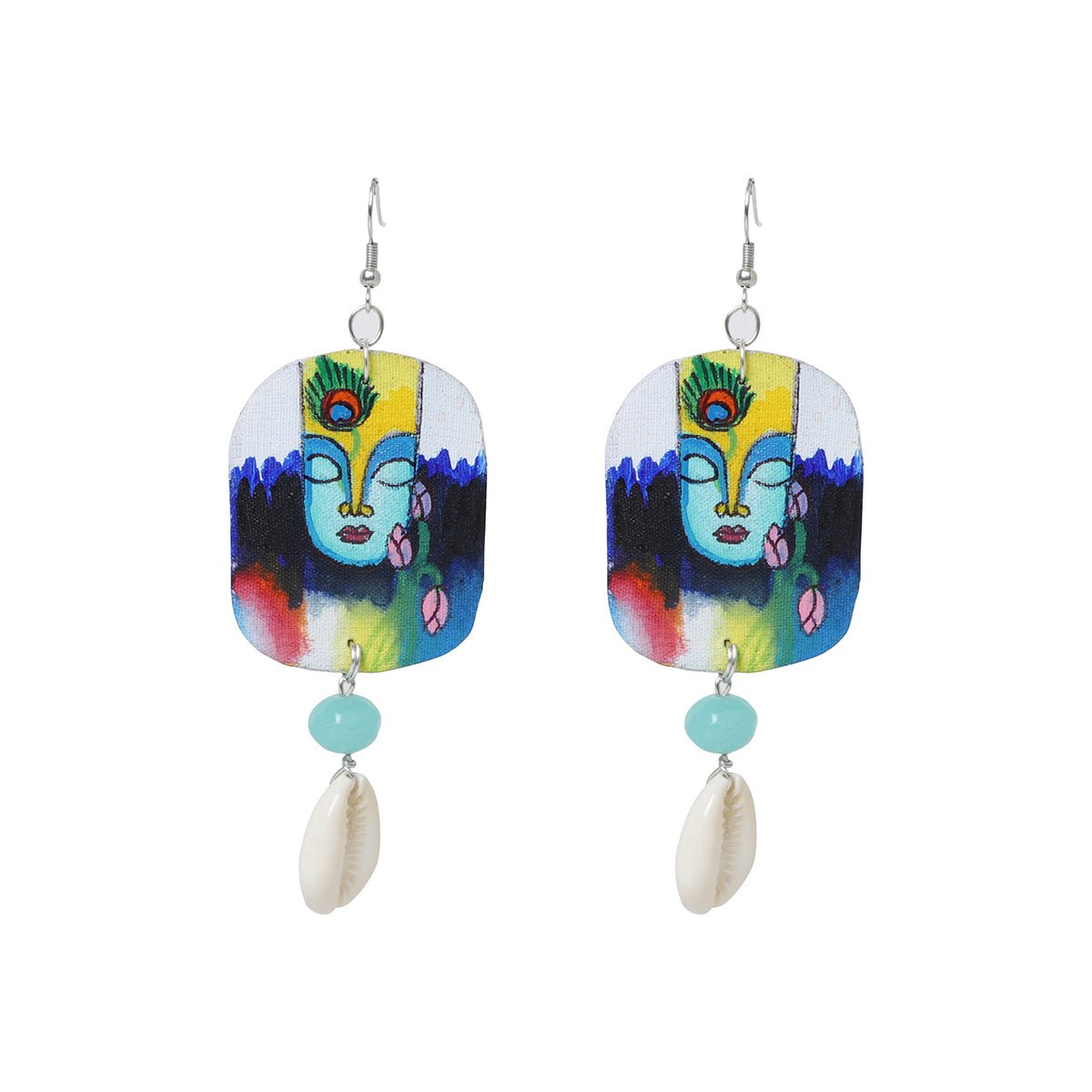 Yog Brij Ke Kanha Traditional Multi Color Hand Painted Drop (Earrings) HP - ER - 032 - KHOJ.CITY