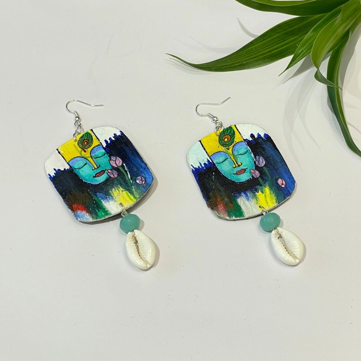 Yog Brij Ke Kanha Traditional Multi Color Hand Painted Drop (Earrings) HP - ER - 032 - KHOJ.CITY