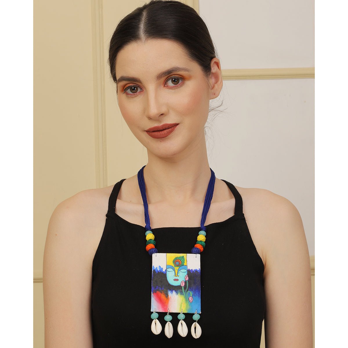 Yog Brij Ke Kanha Traditional Multi Color Hand Painted (Necklace) HP - NP - 019 - KHOJ.CITY