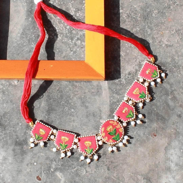 Adhira Handpainted Red (Necklace) - KHOJ.CITY