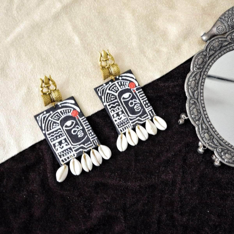 Adishakti Handpainted Black (Earrings) - KHOJ.CITY
