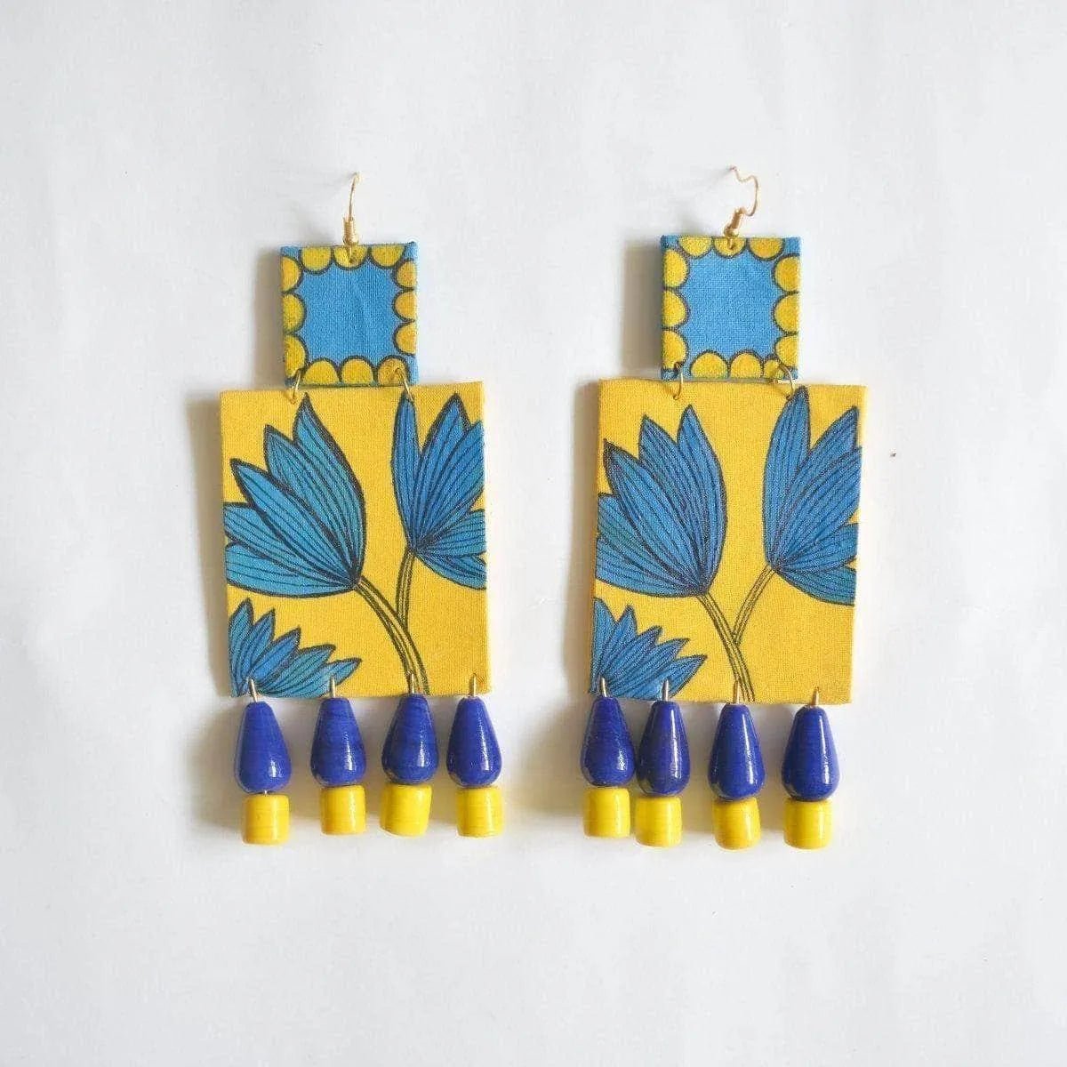 Alyssa Traditional Multi Color Hand Painted Drop (Earrings) HP - ER - 009 - KHOJ.CITY