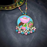 Alzena Handpainted Blue and Pink (Necklace) - KHOJ.CITY