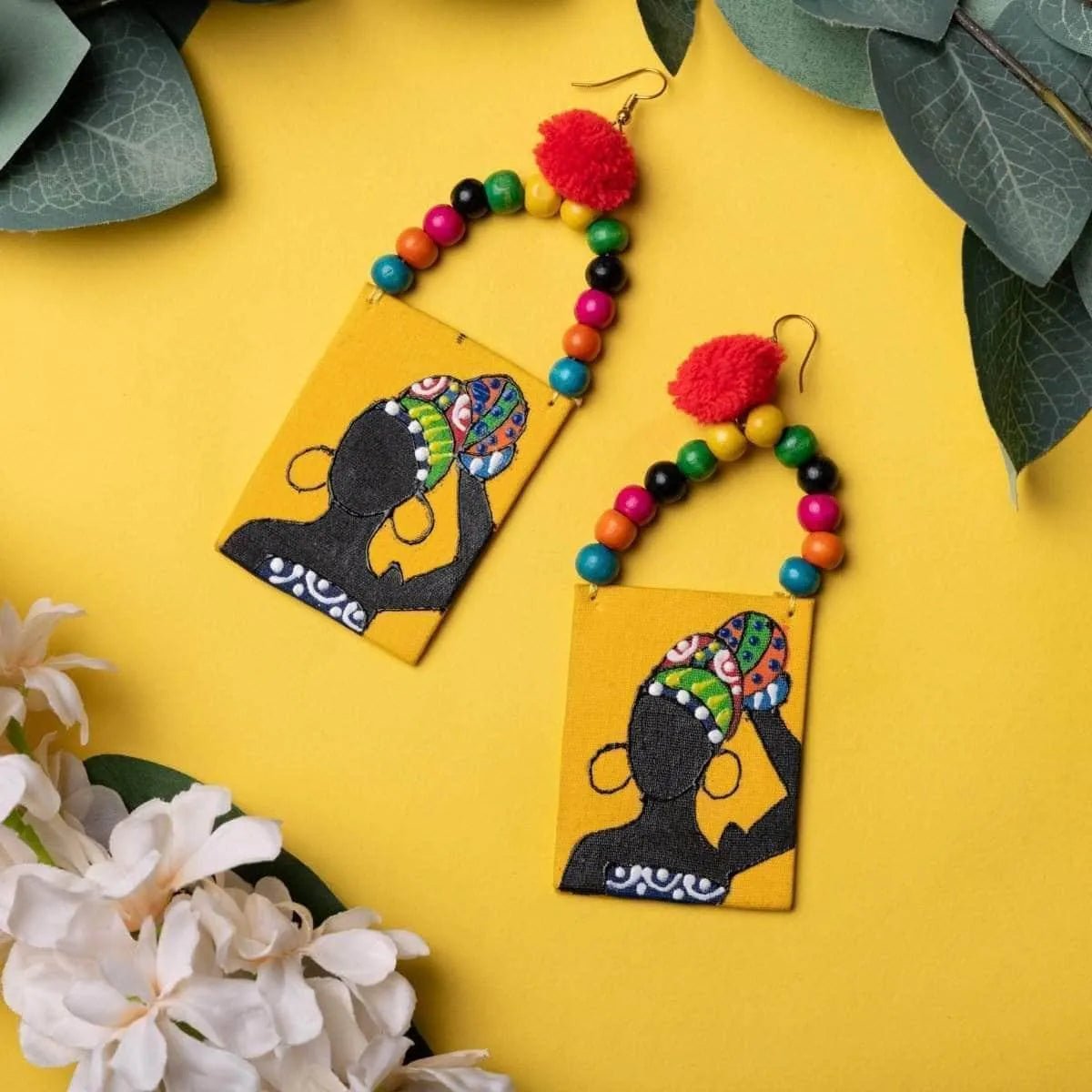 Amari Modern Multi Color Hand Painted Drop (Earrings) HP - ER - 012 - KHOJ.CITY