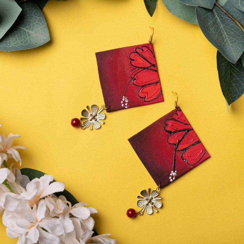 Amod Handpainted Red (Earrings) - KHOJ.CITY
