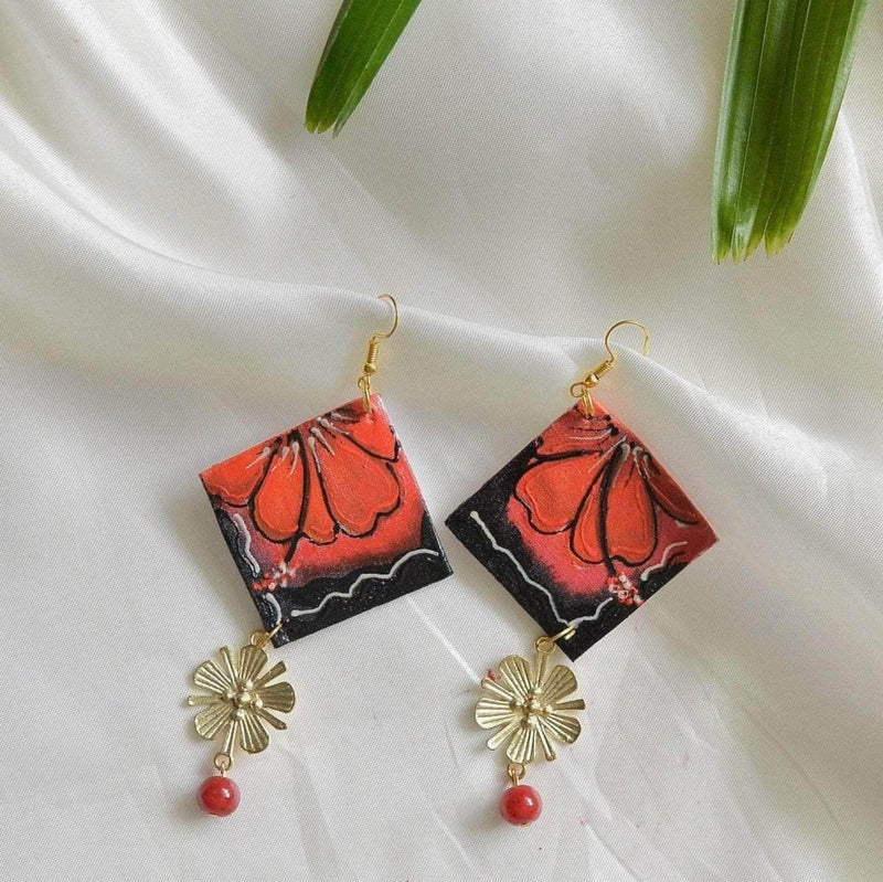 Amod Handpainted Red (Earrings) - KHOJ.CITY