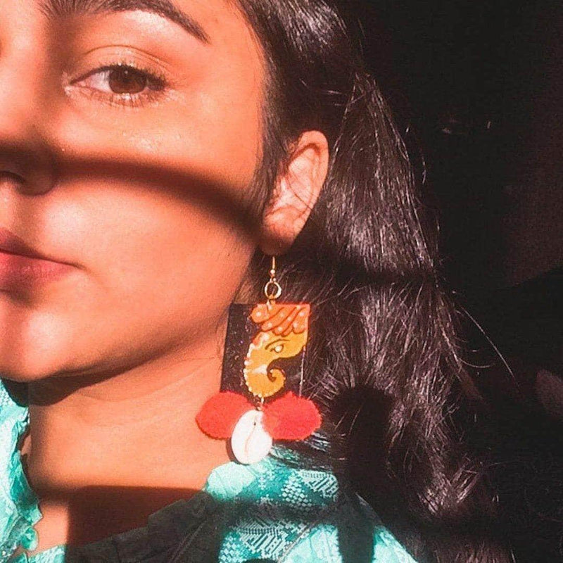 Avnish Handpainted Red (Earrings) - KHOJ.CITY