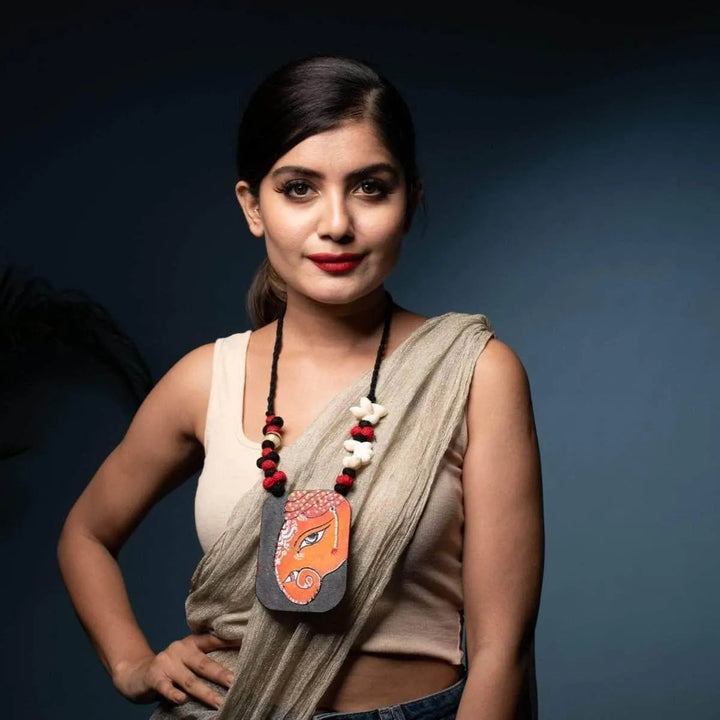 Avnish Mumbai Cha Ganesha Traditional Multi Color Hand Painted (Necklace) HP-NP-138