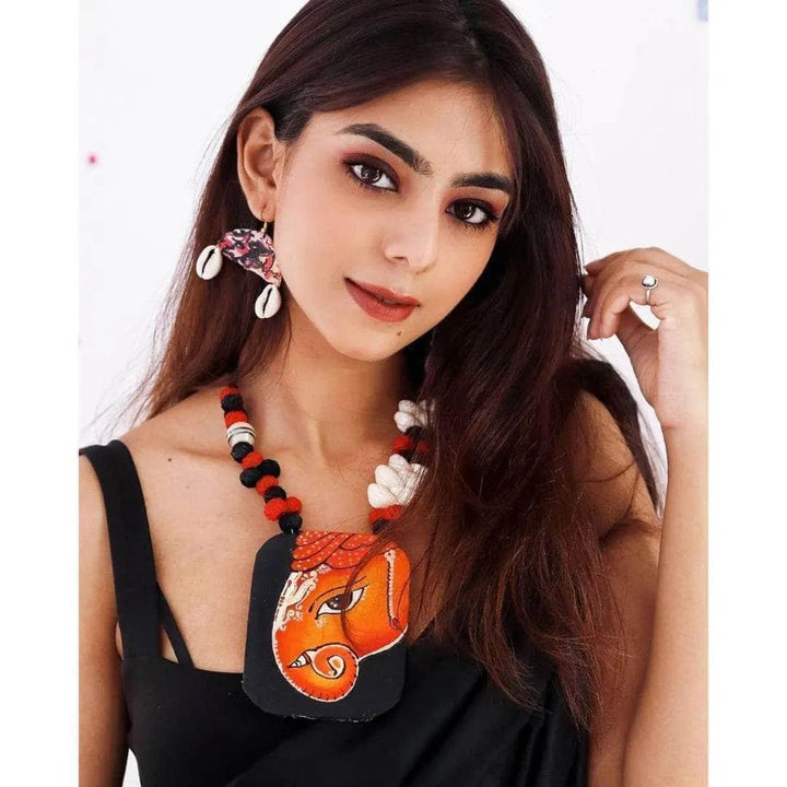 Avnish Mumbai Cha Ganesha Traditional Multi Color Hand Painted (Necklace) HP-NP-138