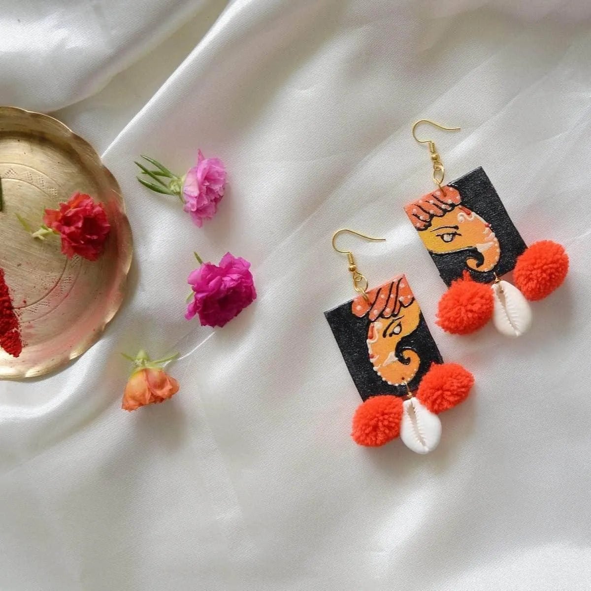 Avnish Traditional Multi Color Hand Painted Drop (Earrings) HP - ER - 017 - KHOJ.CITY