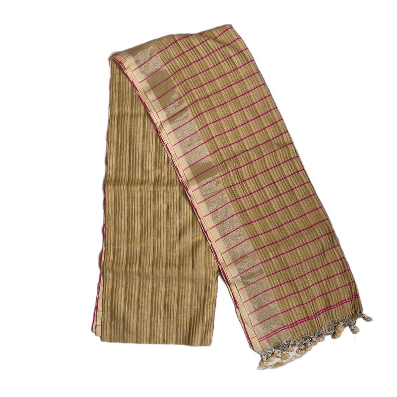 Bengal Mix Cotton Saree (Beige) - KHOJ.CITY