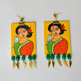 Bhaumi Handpainted Yellow and Red (Earrings) - KHOJ.CITY