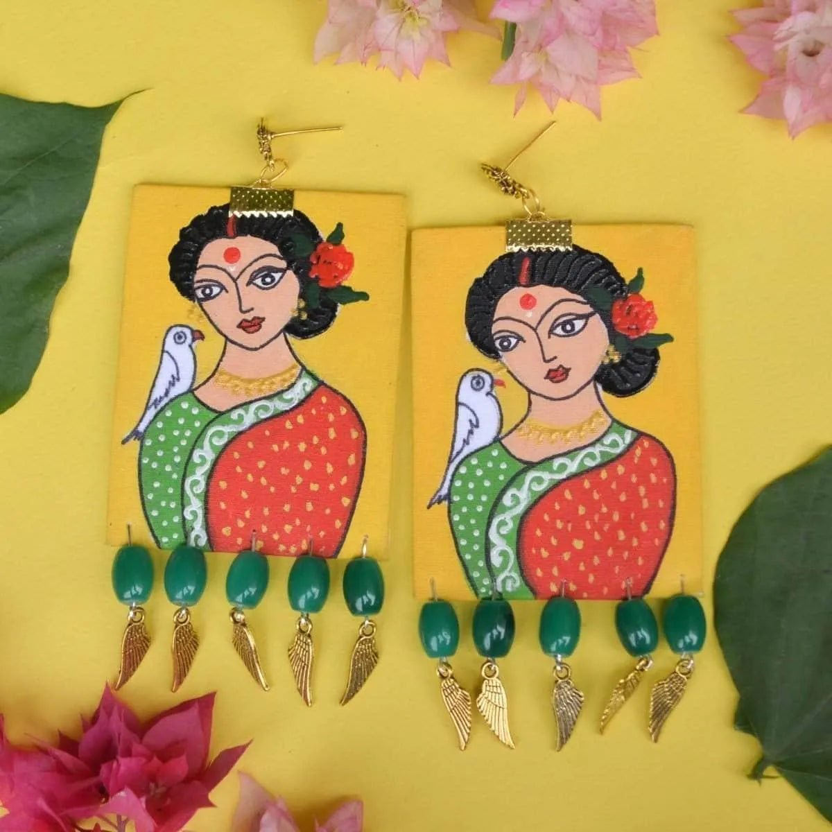 Bhaumi Traditional Multi Color Hand Painted Drop (Earrings) HP - ER - 020 - KHOJ.CITY