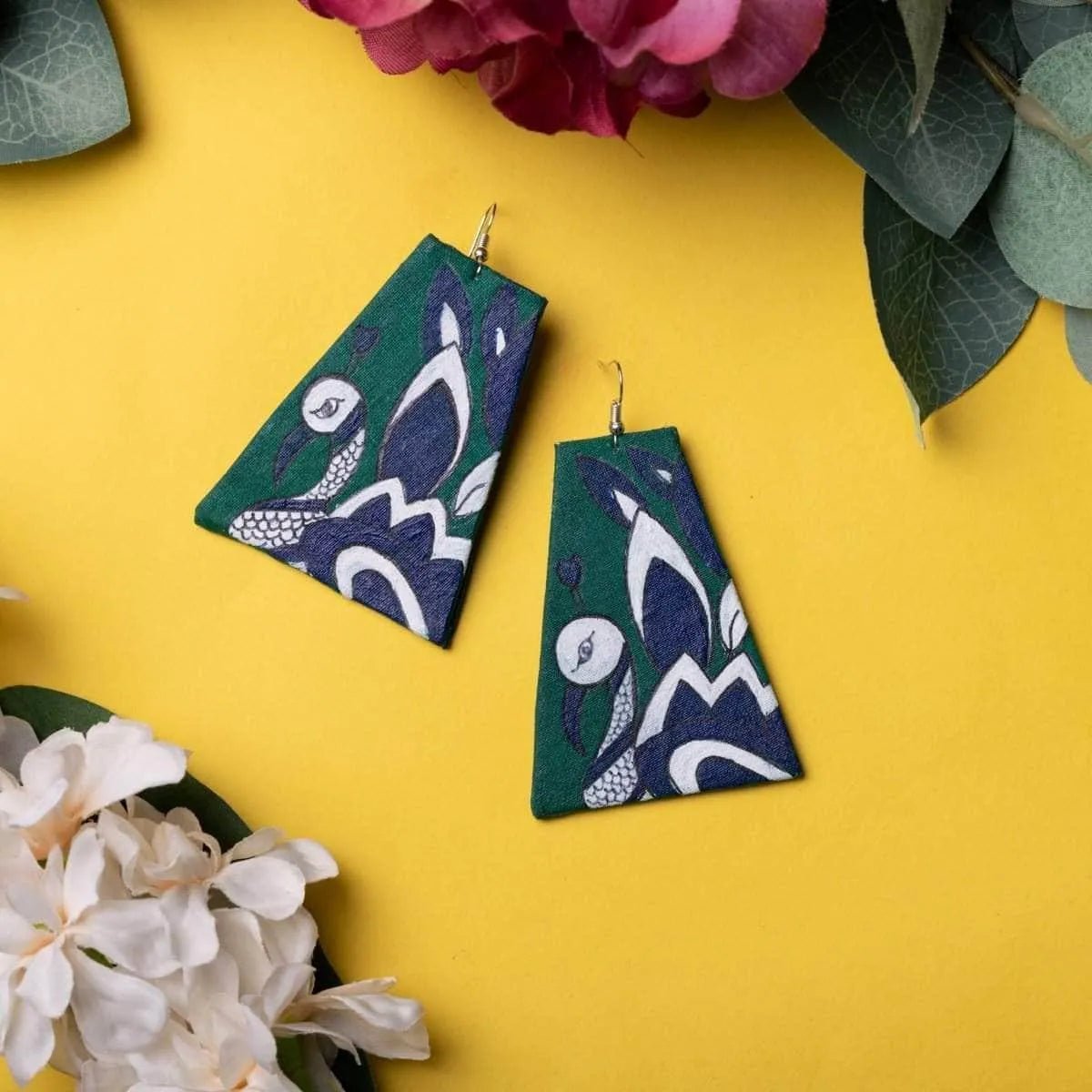 Canne Traditional Multi Color Hand Painted Drop (Earrings) HP - ER - 036 - KHOJ.CITY