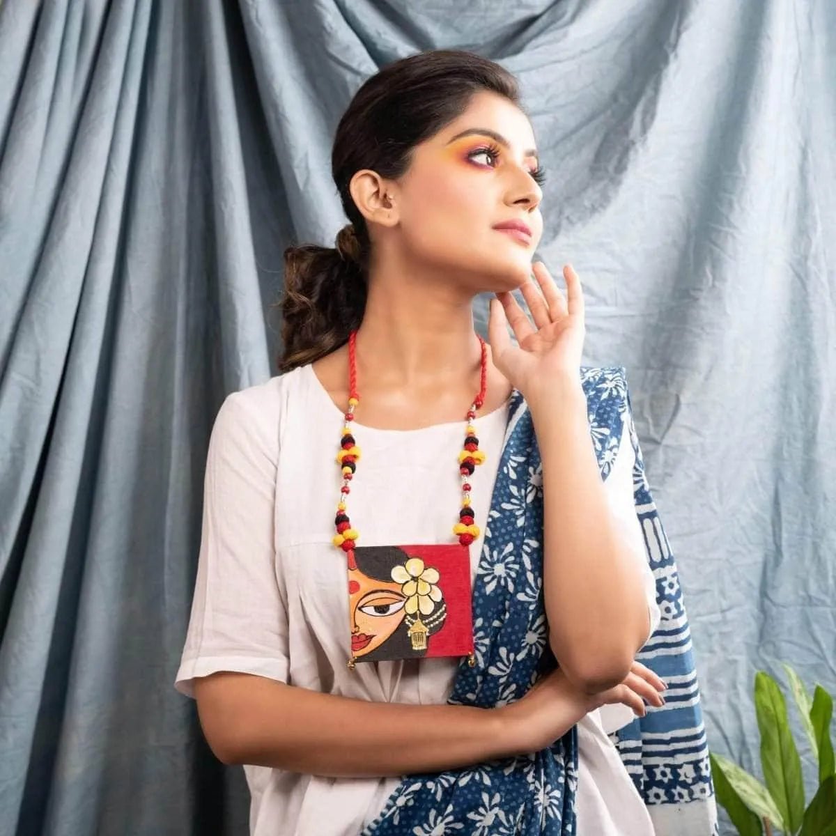 Champa Phool Classic Multi Color Hand Painted (Necklace) HP - NP - 023 - KHOJ.CITY