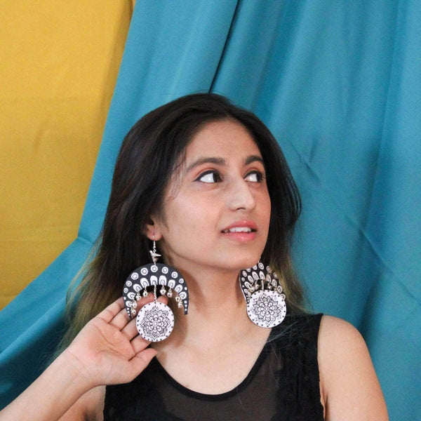 Chandini Handpainted Black (Earrings) - KHOJ.CITY