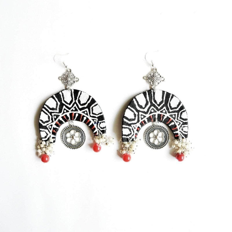 Chandravati Handpainted Black (Earrings) - KHOJ.CITY