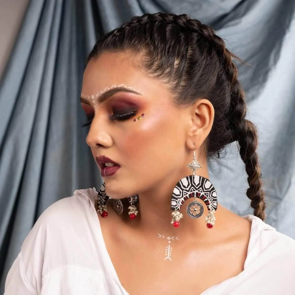 Chandravati Traditional Multi Color Hand Painted Drop (Earrings) HP - ER - 041 - KHOJ.CITY