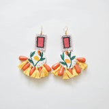 Clementine Field Handpainted Yellow (Earrings) - KHOJ.CITY