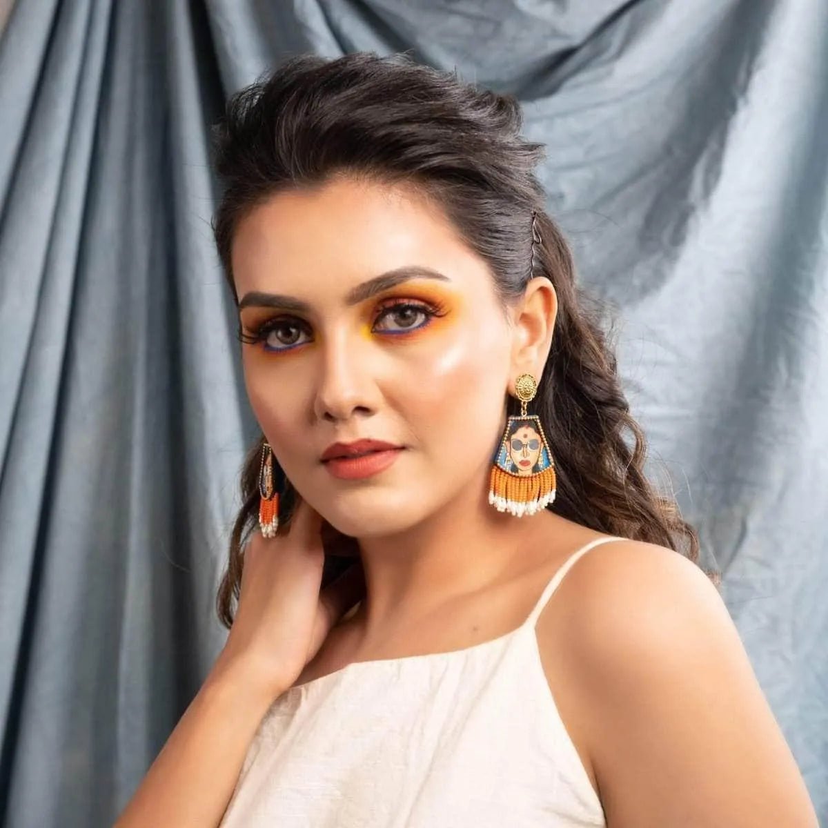 Darpan Bohemian Blue Handmade Jewellery Drop (Earrings) HP - ER - 046 - KHOJ.CITY