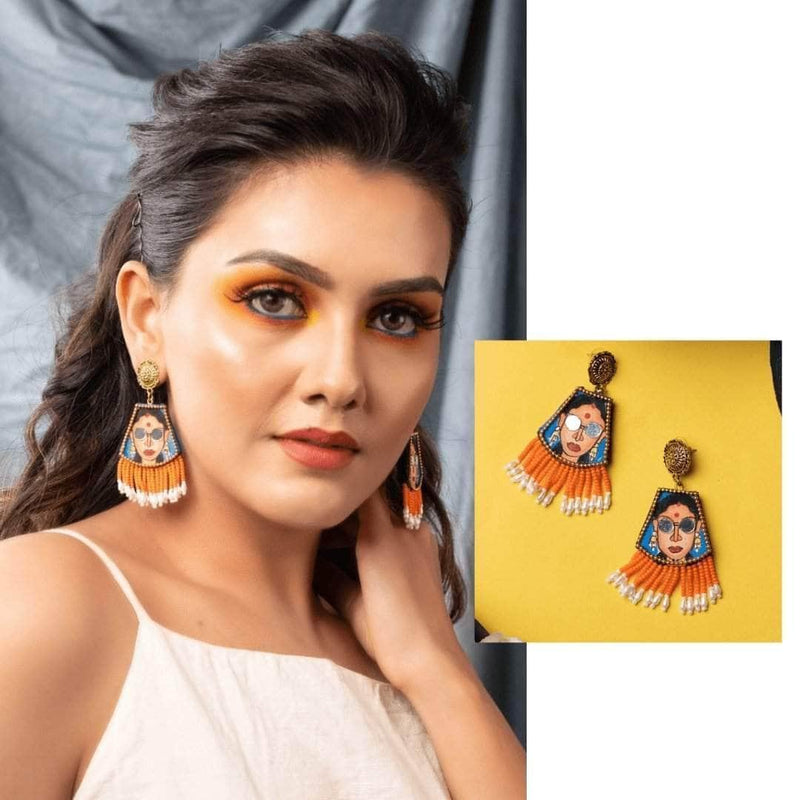 Darpan Handpainted Blue (Earrings) - KHOJ.CITY