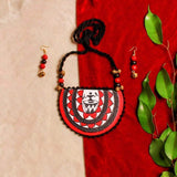 Dhaaki Bengal Drummers Handpainted Red (Necklace) set - KHOJ.CITY