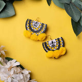 Dhaaki Bengal Drummers Yellow Handpainted (Earrings) - KHOJ.CITY