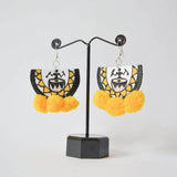 Dhaaki Bengal Drummers Yellow Handpainted (Earrings) - KHOJ.CITY