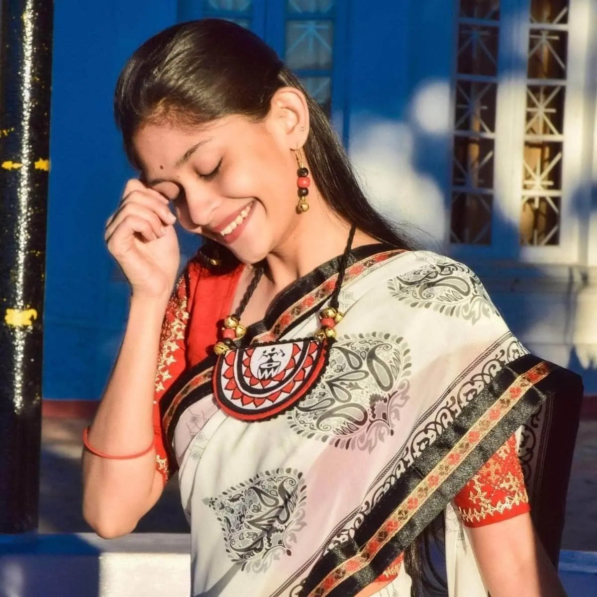 Dhaaki Red Classic Hand Painted (Necklace Set) HP - NP - 031 - KHOJ.CITY