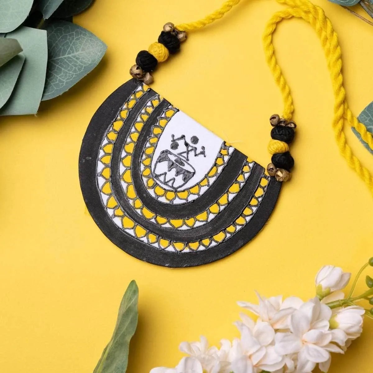 Dhaaki Yellow Classic Hand Painted (Necklace) HP - NP - 032 - KHOJ.CITY