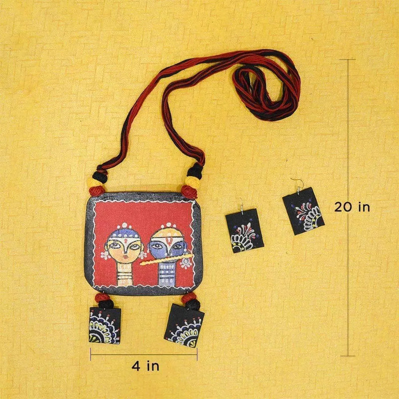 Divine Love Handpainted Red (Necklace) set - KHOJ.CITY