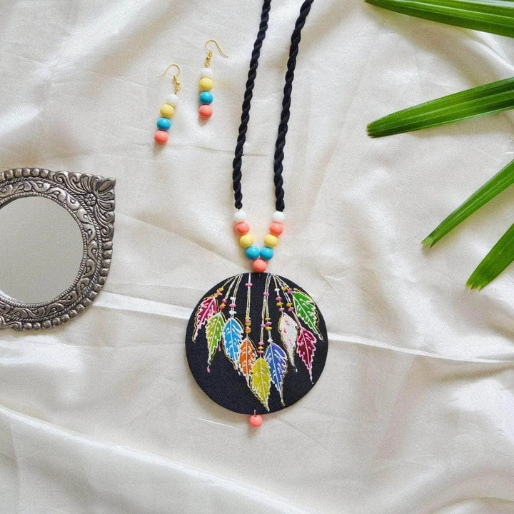 Feathered Field Bohemian Multi Color Hand Painted (Necklace Set) HP-NP-040