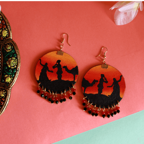 Folklore Handpainted Orange (Earrings) - KHOJ.CITY