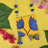 Hana Handpainted Yellow and Blue (Necklace) - KHOJ.CITY