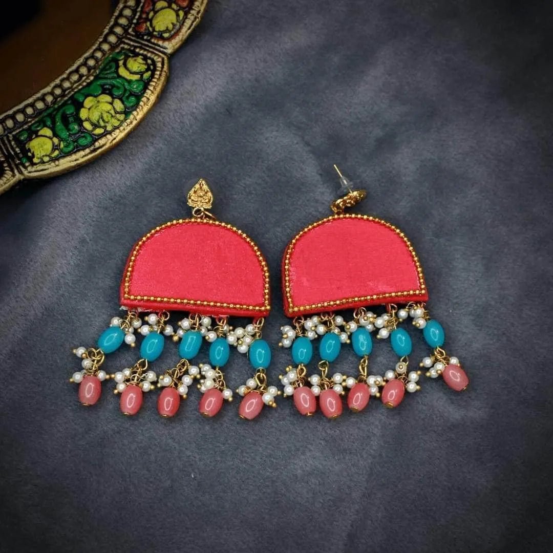 Hasti Classic Pink Hand Painted (Earring) HP - NP - 077 - KHOJ.CITY