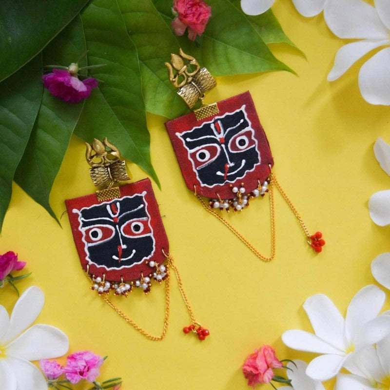 Jagannath Handpainted Red (Earrings) - KHOJ.CITY
