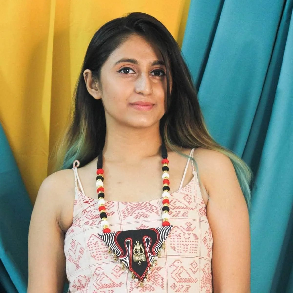 Kaaltrishula Traditional Multi Color Hand Painted (Necklace) HP - NP - 128 - KHOJ.CITY