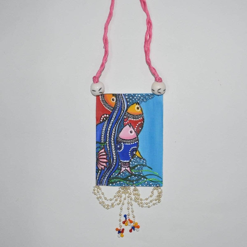 Karimeen Handpainted Blue (Necklace) - KHOJ.CITY