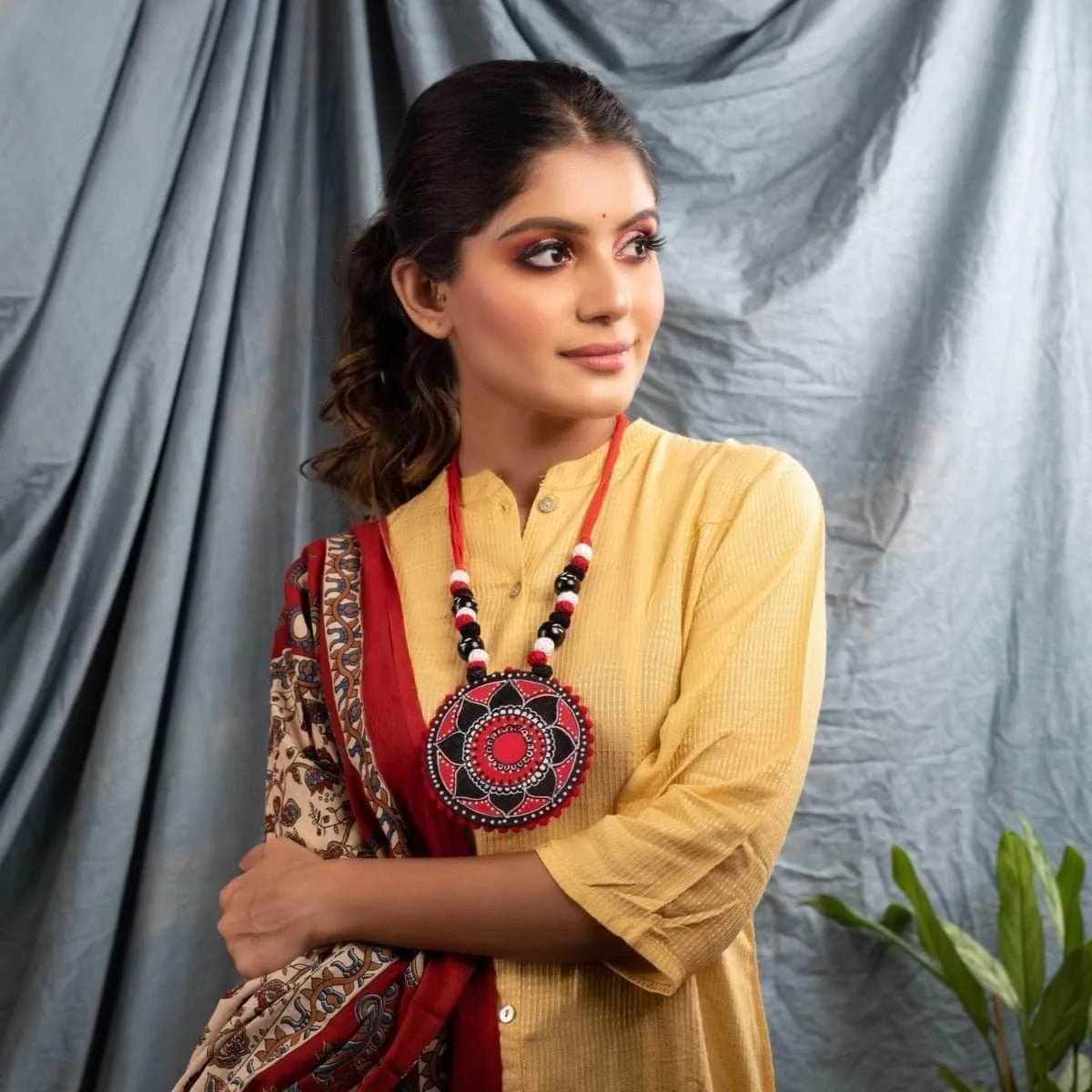 Kolam Classic Multi Color Hand Painted (Necklace) HP - NP - 055 - KHOJ.CITY