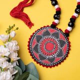 Kolam Handpainted Red (Necklace) - KHOJ.CITY