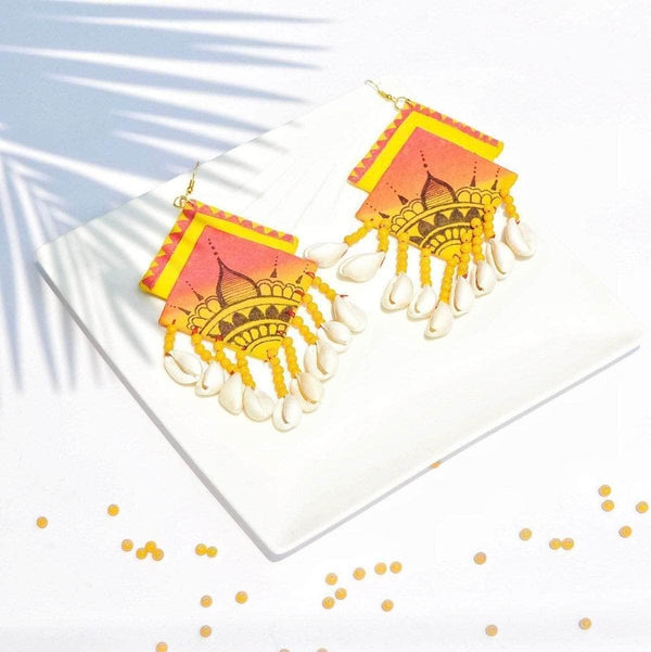 Mahal Handpainted Yellow (Earrings) - KHOJ.CITY