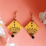 Mandala Art Handpainted Yellow (Earrings) - KHOJ.CITY
