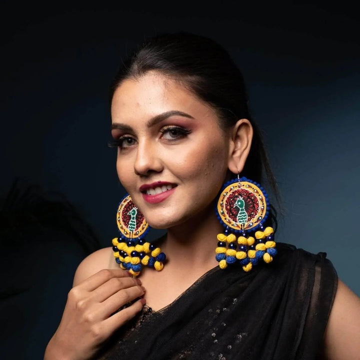 Mayuri Traditional Multi Color Hand Painted Drop (Earrings) HP-ER-101