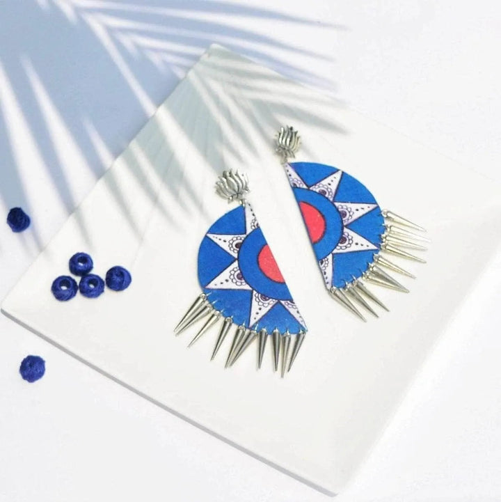 Moon Magic Traditional Multi Color Hand Painted Drop (Earrings) HP-ER-135