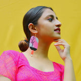 Moonlit Night Handpainted Pink (Earrings) - KHOJ.CITY