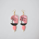 Moonlit Night Handpainted Pink (Earrings) - KHOJ.CITY